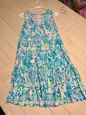 Lilly Pulitzer A-Line Tiered Dress - Turquoise, Pink, Green